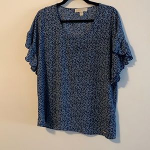 Michael Kors Chiffon flutter sleeve top size L